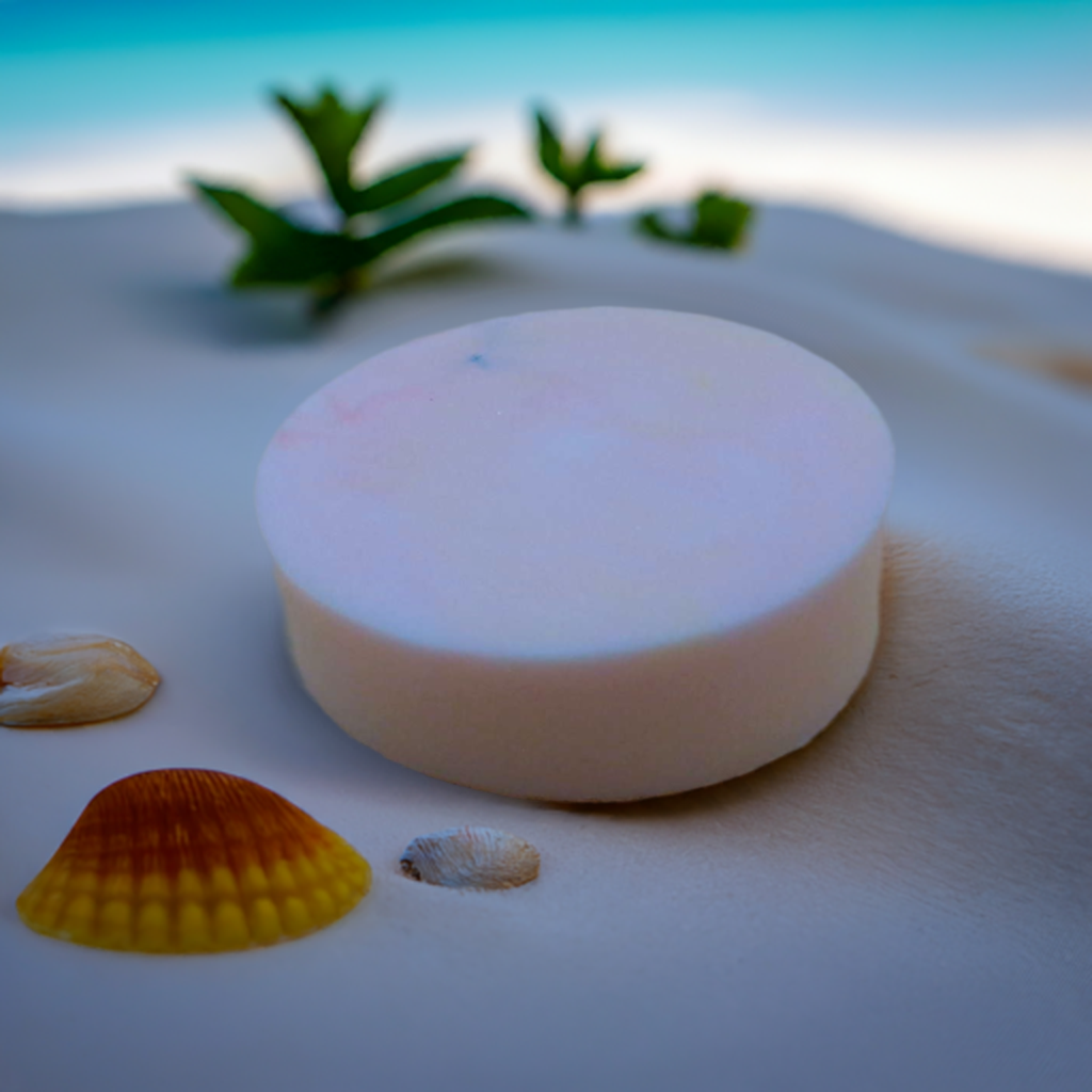 a soap bar sitting on top of a sandy beach