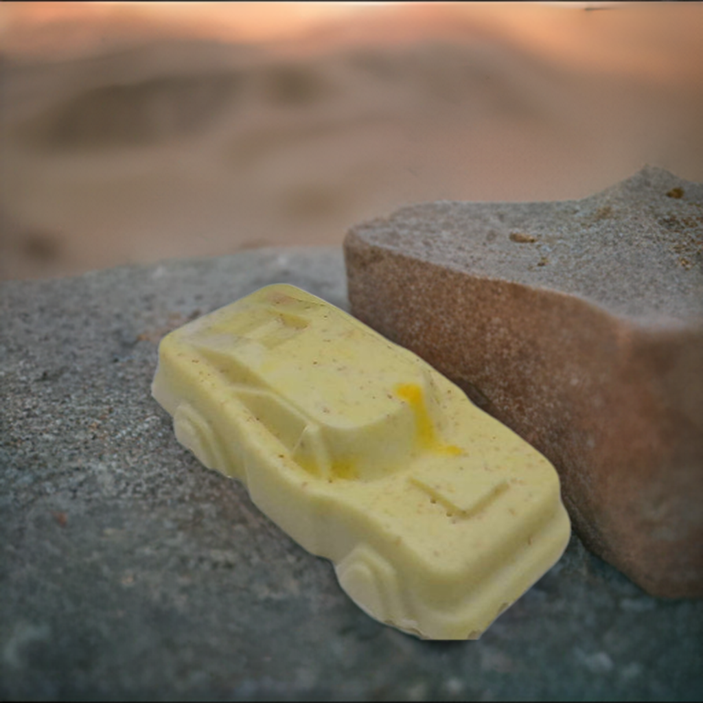 a piece of butter sitting on top of a rock