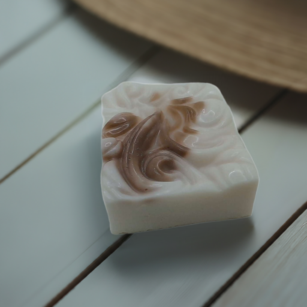 a soap bar sitting on top of a wooden table